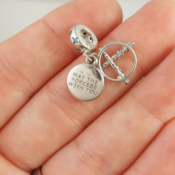 925 Sterling Silver Light Sabers Star Wars Charm - Picture 4 of 4